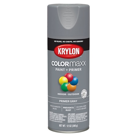 Krylon ColorMaxx Primer Gray Paint + Primer Spray Paint 12 oz K05582007